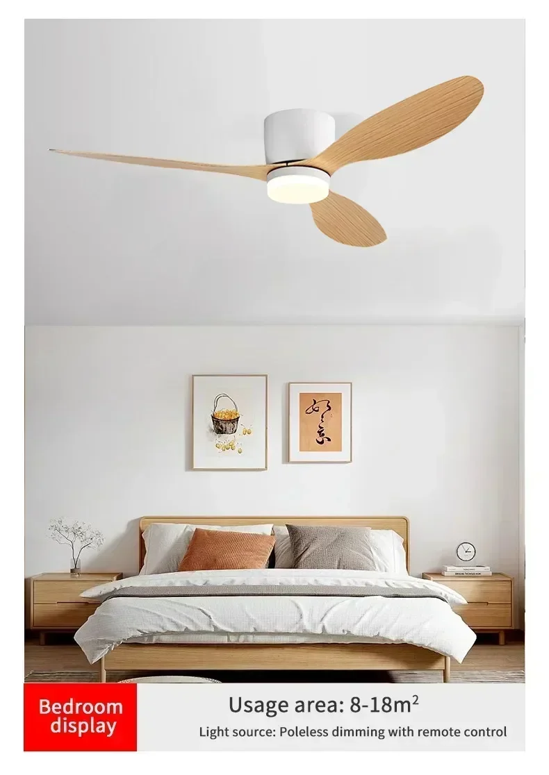Modern Ceiling Fan with LED Light  Remote Control - High Air Volume for Kitchen Bedroom Dining Room Terrace