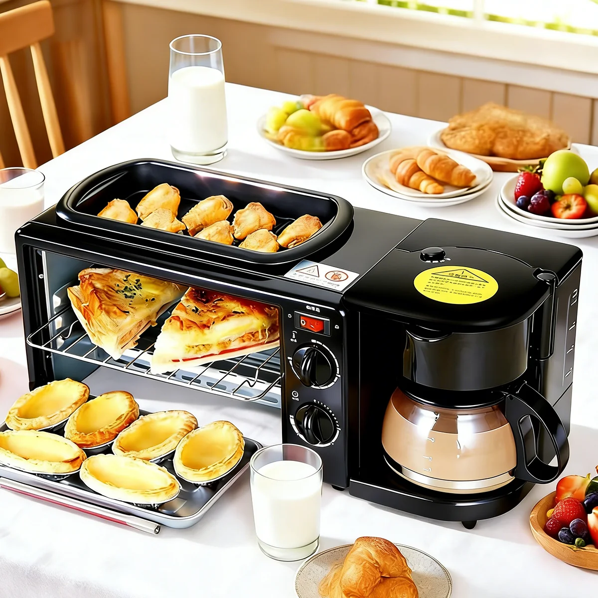 Breakfast machine Toaster sandwich toast coffee machine Small appliances 3-in-1 multifunctional household bread