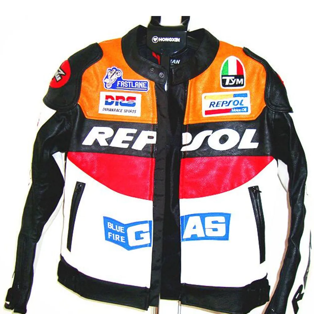 DUHAN Moto GP Motorcycle REPSOL Racing Leather Jacket VS02 Orange Blue M L XL XXL 3XL Good Pu Leahter Made High Quality Top Serv