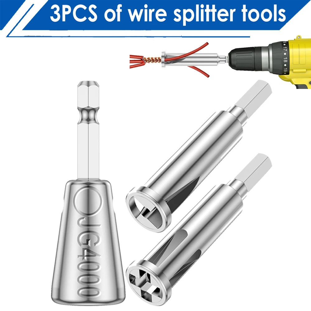 3PCS Wire Twisting Tool 3 / 5 Way Wire Stripping Tool and 6mm Hex Shank Cable Twister Tool Wire Stripper and Twister Wire