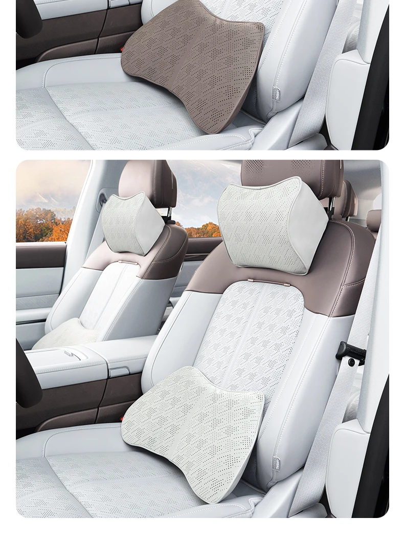 For ZEEKR 7X Leather neck pillow lumbar support Headrest cushion Fatigue relief