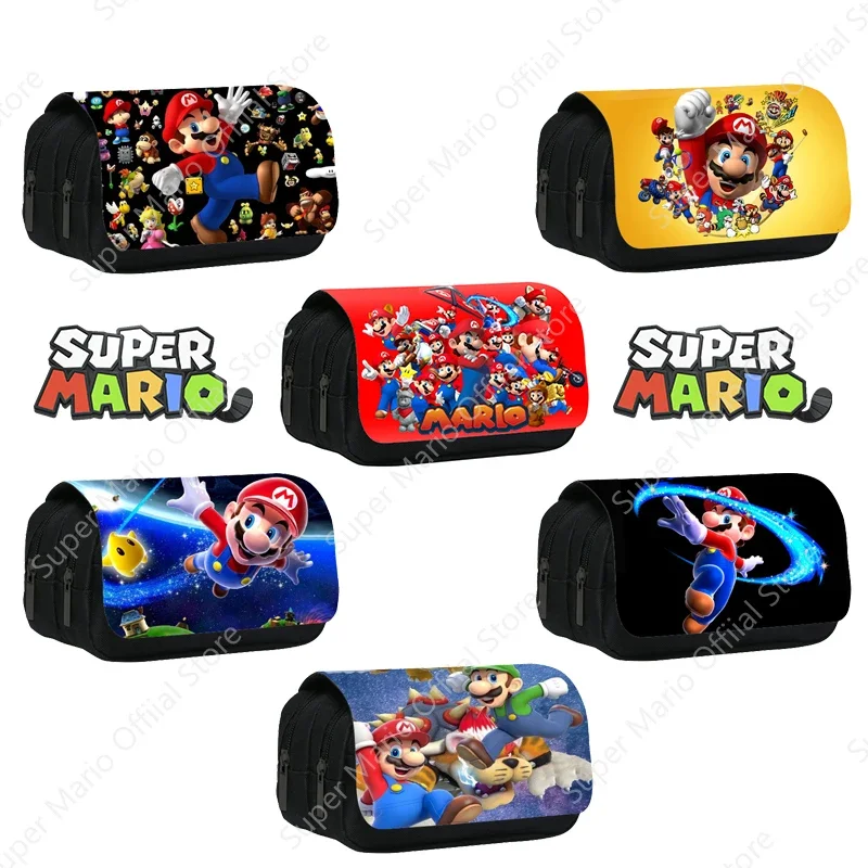 20 Styles Super Mario Bros Pencil Case Large Capacity Pen Rubber Rule Stationery Bag Cute Cool Cartoon Character Bags Kids Gifts