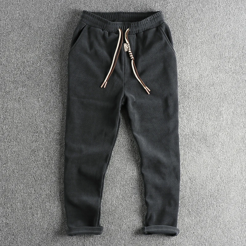 915# Autumn American Retro Chenille Knitted Sweatpants Men's Simple Heavyweight Loose Straight Casual Sports Youth Pants