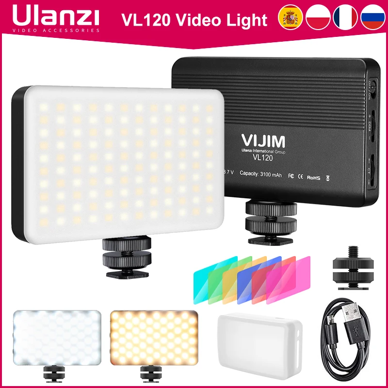 Ulanzi Vijim VL120 3200K-6500K LED Video light with Softbox and RGB Color Filters light for video Conference Lighting Fill Light 1