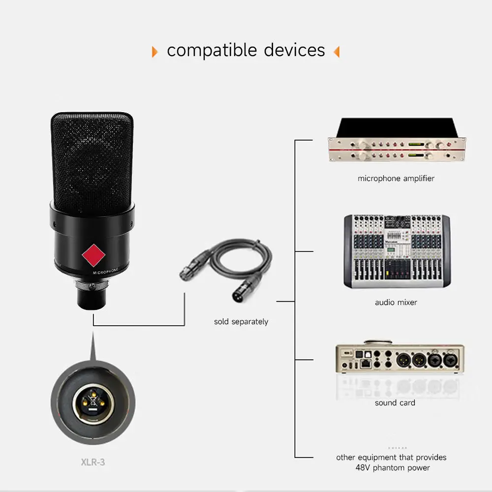 Microfono a Condensatore Professionale 103 con Diaframma Grande per Registrazione Vocale, Podcast, Trasmissioni e Streaming Live - Image 3