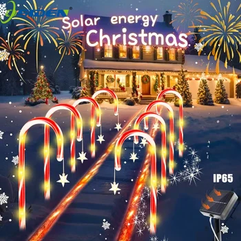 Solar Candy Cane Lights 4-in-1 Outdoor Christmas Decoration 1