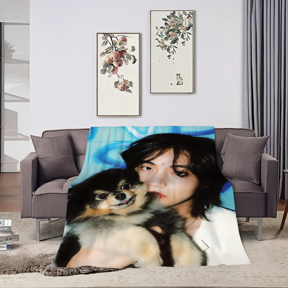 Tae V Flannel warm comfort  H-Hyung soft plush blanket for idol sofa living SINGER room kpop office bedroom travel K-Kim gift 5
