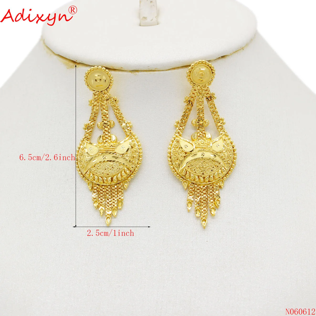 Adixyn Jewelry Bombast Big Stud Earring For Women 24k Plated Gold  Color Copper Mateial Hand-Work Made  Dubai Design N060612