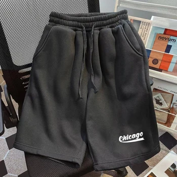 2025 Men's Summer Cotton Shorts Trendy Printed Sweatpants Couple Simple Printed Medium Pants Casual Fashion Five-point Pants 1