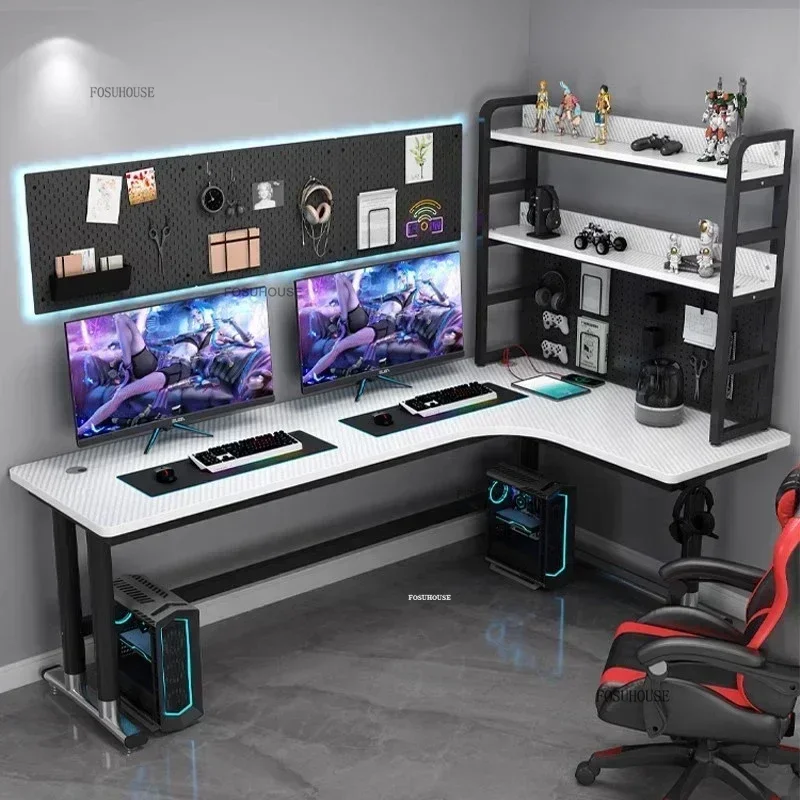 Luxury Wooden Computer Desks European Office Furniture Home L-shaped Office Study Desk Storage Rack Designer Corner Gaming Table