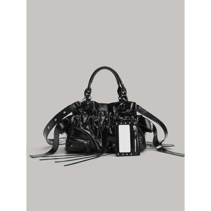 Retro Edgy Aesthetic Womens Crossbody Bag Gothic Studded Handbag Multifunctional Day to Night Shoulder Purse