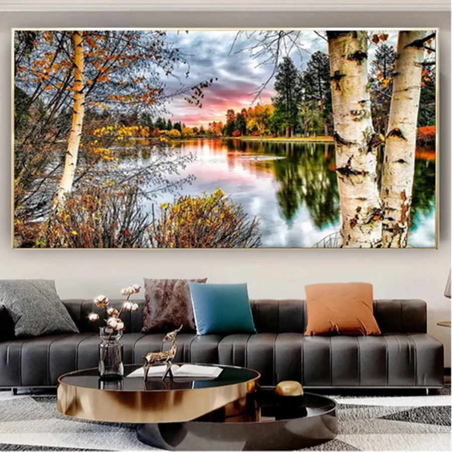Natural Scenery Lakes Autumn Trees 5D DIY Diamond Painting Mosaic  Embroidery Full Square Drill Cross Stitch Kits Wall Decor - AliExpress, image size:900x900