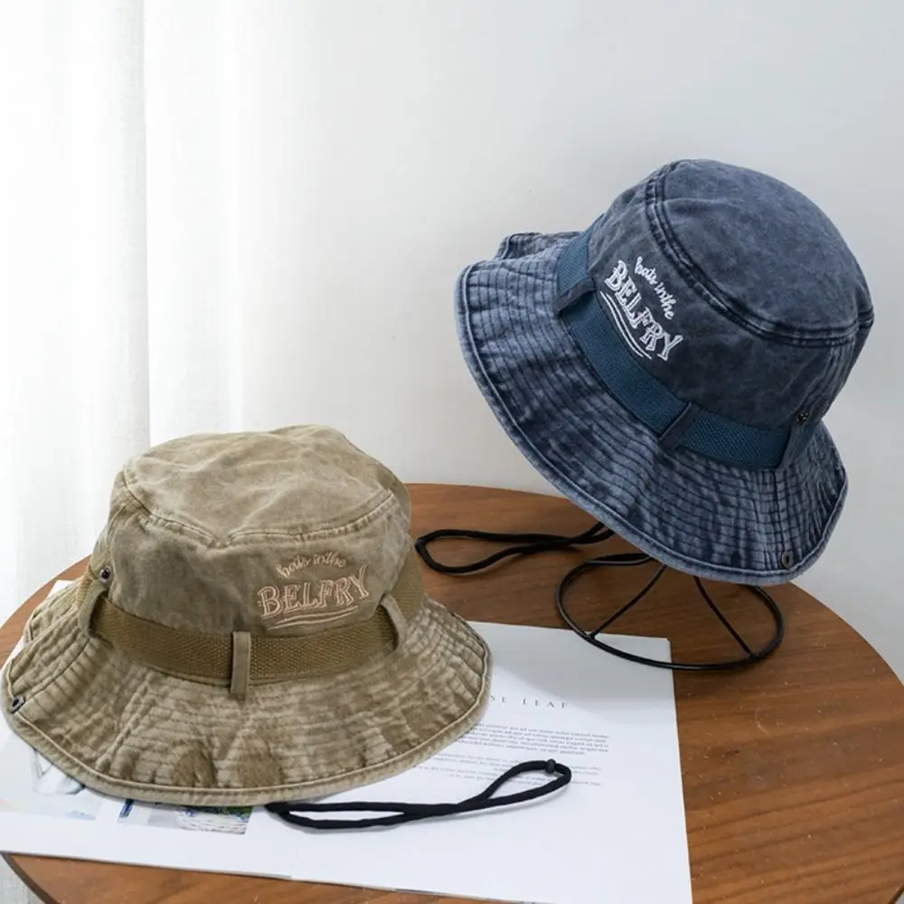 

Men Denim Fabric Cotton Bucket Hats Unisex 4 Colors Sunscreen Panama Hat Beach Mountaineering Cap Outdoor Fisherman Hat