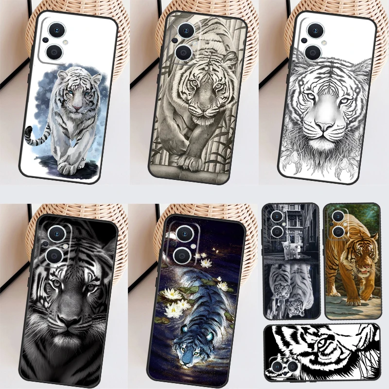 Custodia Tiger Sketch Art Per Oppo Reno 7 8 8T 2Z 4Z 5Z 6 Lite 10 Pro Oppo Find X5 X6 Pro X2 Lite X3 Neo Cover
