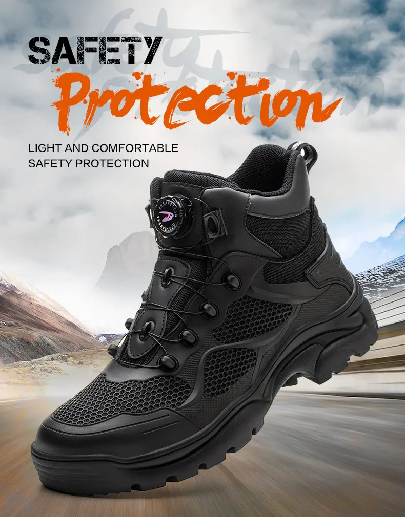 Rotary Buckle New Safety Boots Men Work Sneakers Indestructible Shoes Steel Toe Protective Anti-smash Anti-puncture Safety Shoes