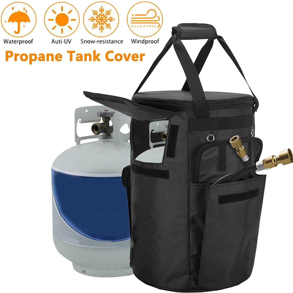 600D 20lb/30lb Propane Tank Cover Sunscreen Dust Waterproof BBQ Grill Stove  Protector Outdoor Gas Bottle Tank Bag With Pockets