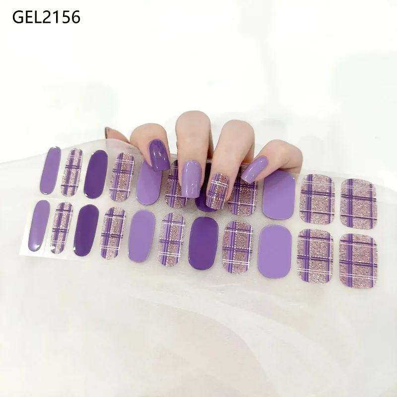 22Tips Full Curing Nail Polish Film French Gel Stickers Nail Strips Adhesive Nail Decorations Stickers No Need to Bake UV Lamp 4