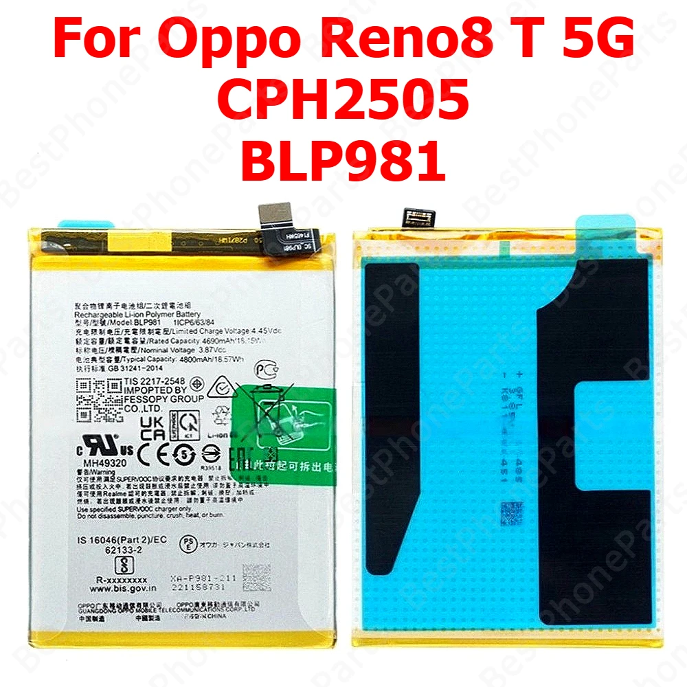 Battery For Oppo Reno 10 Pro 8 Lite Reno10 Reno8 T Z 8T 4G 8Z 5G