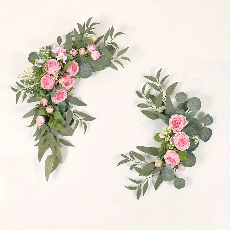 Wedding arch set party arch set 2 Pcs Artificial Wedding Arch Flowers Kit Wedding Flowers Garlands Silk Peony Flower Swag Welcome Sign Floral for Ceremony Party