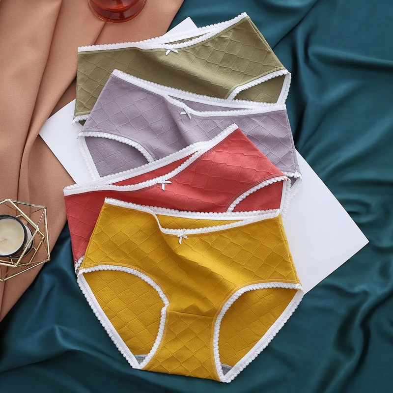 

Plus Size Panties Antibacterial Briefs Women's Lingerie Mid Waist Cotton Underpants Breathable Underwear Female Intimates