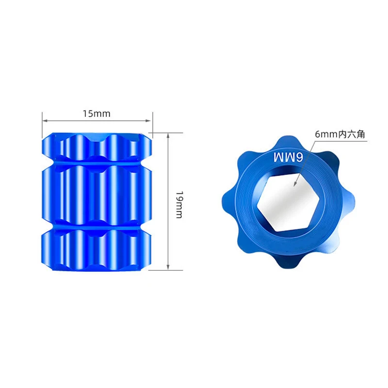 Compact Bicycle Crank Cap Tool CNC-machined Anodized Alloy Sleeve Plum Shaped Overhaul Install Tackle MTB Road Bike Service