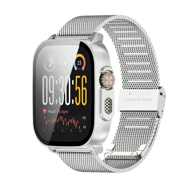 Steel Mesh Milanese Loop Strap with Screen Protector Case and Replacement Bracelet Cover
