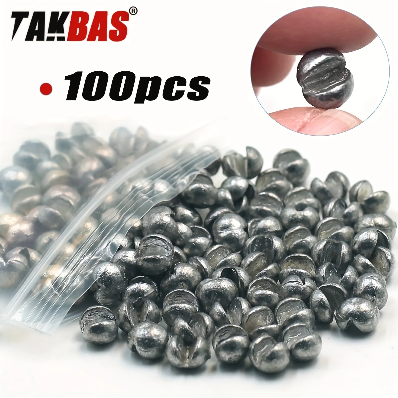TAKBAS 100 Stück Bleifischgewichte, Platinen – verstellbarer Split-Shot, abnehmbares rundes Design für Süßwasser, Salzwasser