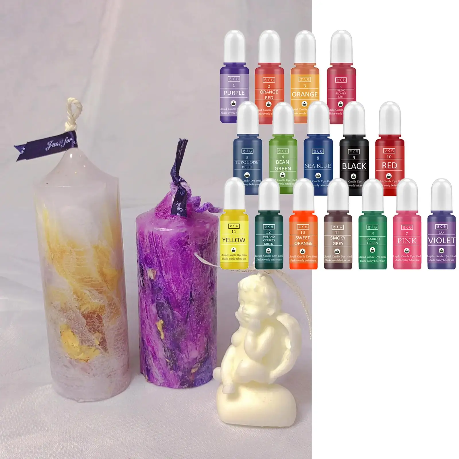 16x Candle Liquid Dye 10ml Soy Candle Making Soap Coloring Candles Pigment Dye Colors DIY Crafts Decoration