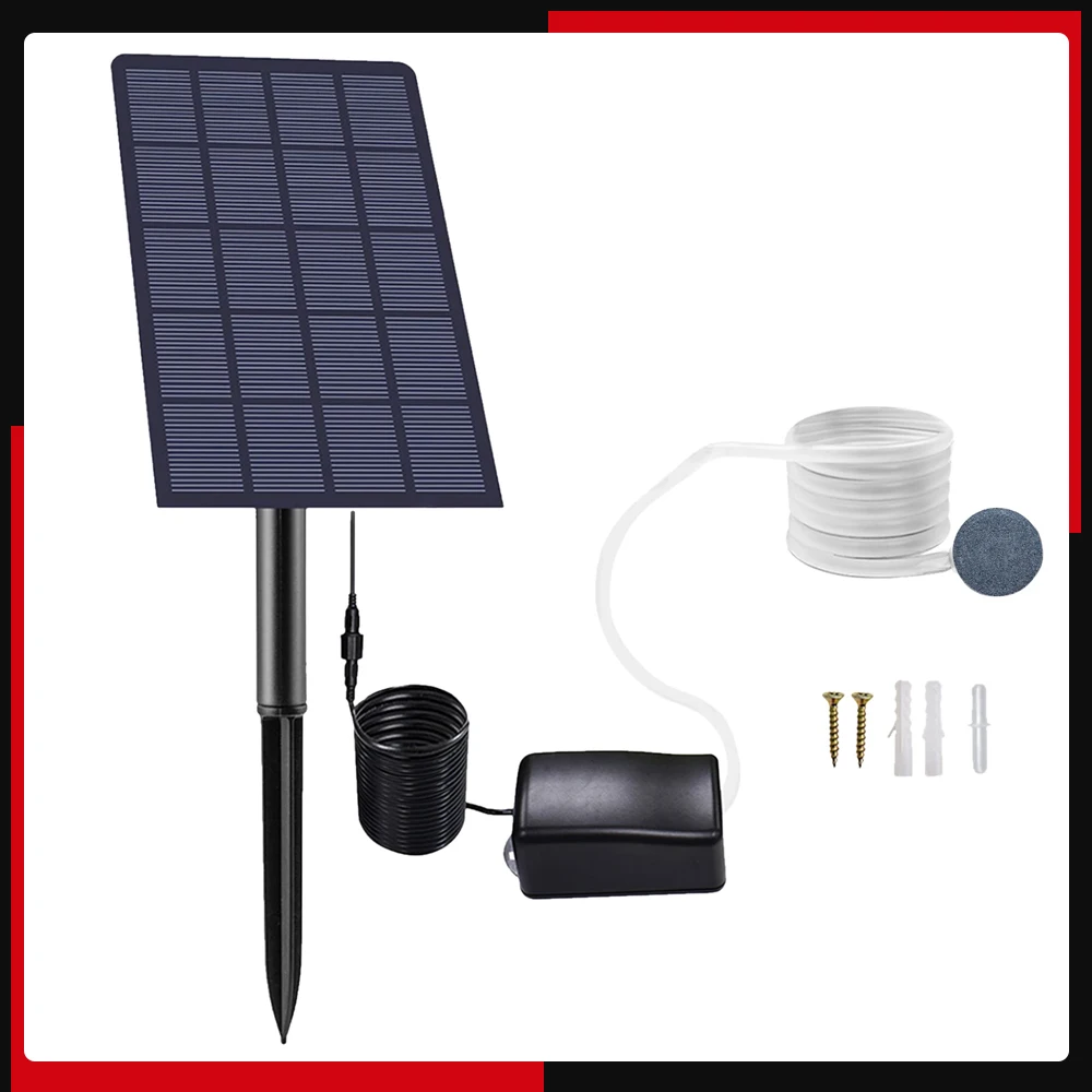 ปั๊มออกซิเจนพลังงานแสงอาทิตย์2.5วัตต์, ถังออกซิเจนสำหรับปลาเครื่องเติมออกซิเจนในตู้ปลาเครื่องเติมอากาศสำหรับตกปลาพร้อมท่ออากาศฟองอากาศหิน 1