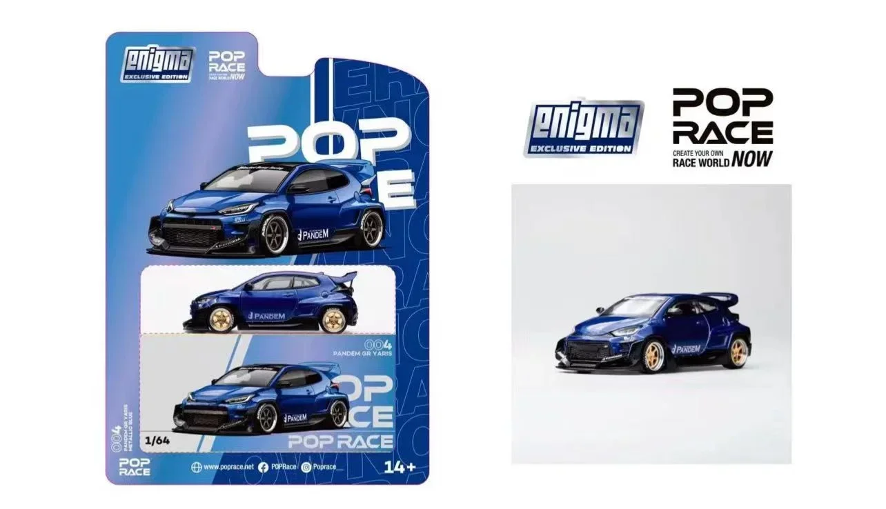 Pop Race 1:64 PANDEM GR YARIS Blue Customized version