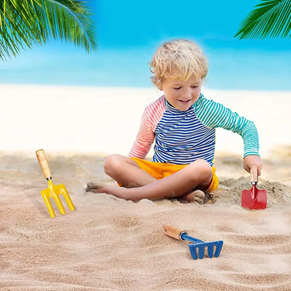 Childrens Sand Castle Toys For Beachs Gardening Funny Shovels Sand Digger Wooden Sandbox Tool Metal Summer Child