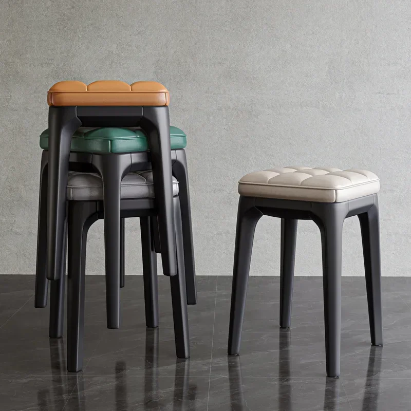 

HOOKI Official New Home Modern Soft Plastic Stool Simple Stackable Dining Stool Thickening Dining Table High Stool Dining Cha