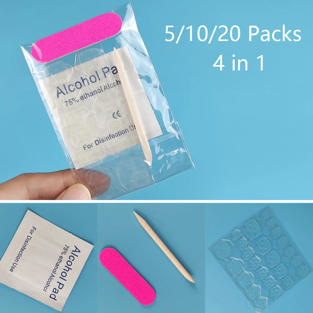 Nail Art Tools Nail Glue 5 Packs 10 Packs 20 Nail Adhesive Glue for Press on Nail with File Cuticle Pusher Wet Pet Included Manicure DIY Tools