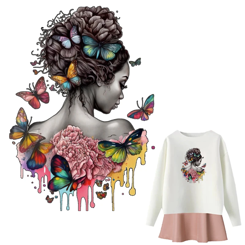 Colorful Butterfly Heat Transfer Printing Thermal Press Appliqued Clothes Stickers T-Shirt Hoodies Diy Sticker Patch