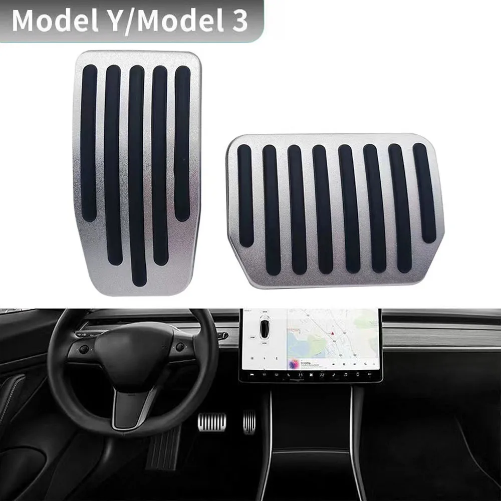 

For Tesla Model 3 Y Brake Pedals Foot Rest Accelerator Car Pedal Rubber Pad Cover Aluminum Alloy Automobiles Auto Accessorie