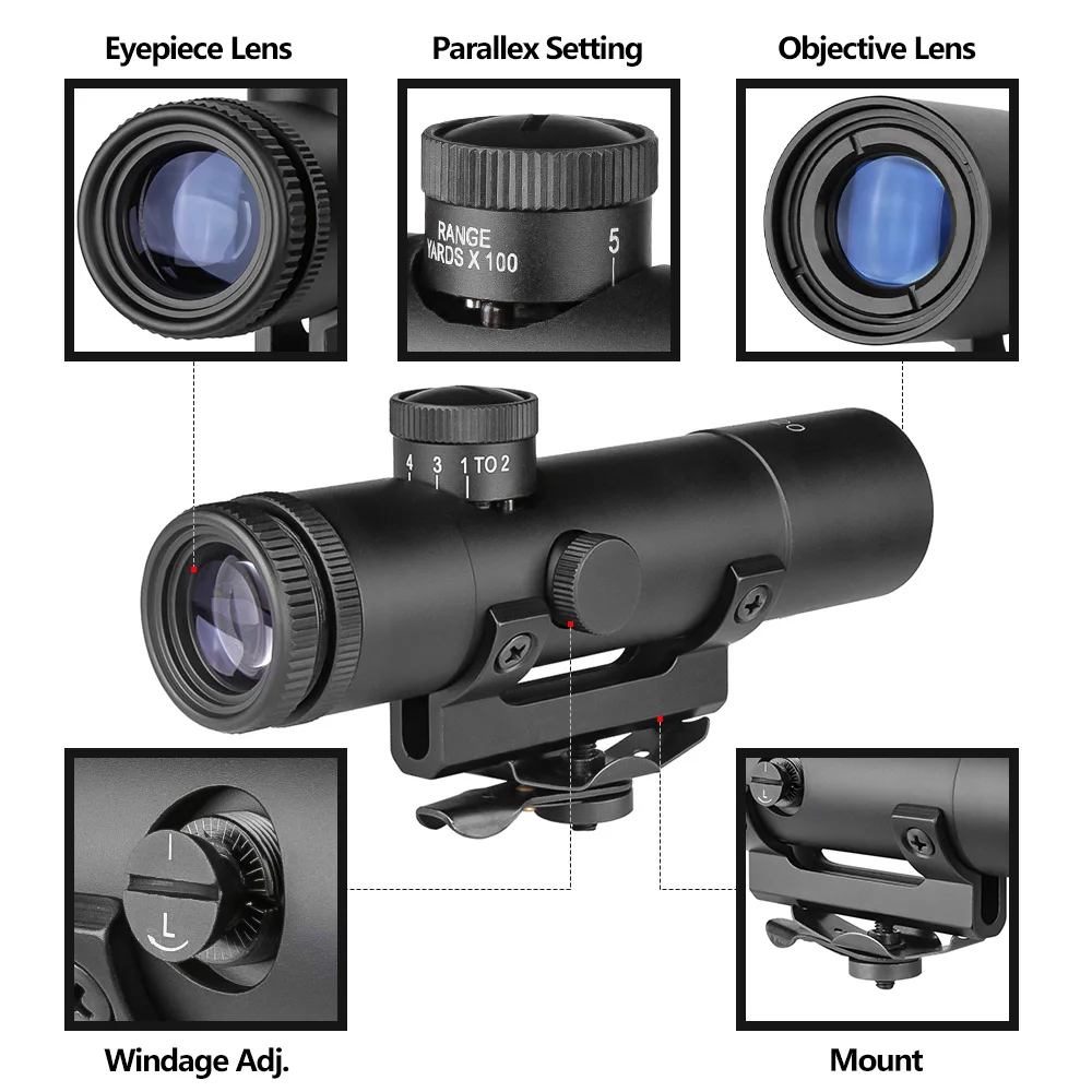 Barska 4x20 Rifle Scope - Mil Dot Reticle With BDC & Peep Sight | Waterproof