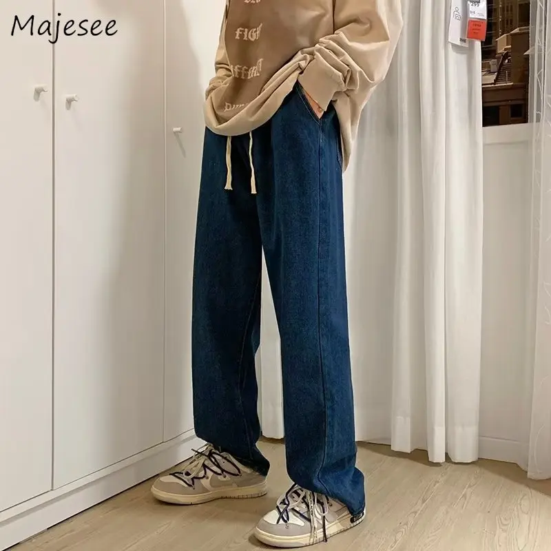 

Jeans Men S-3XL Trousers Denim Simply Streetwear Retro American Stylish Kpop Chic Teens All-match Джинсы Unisex Japanese College