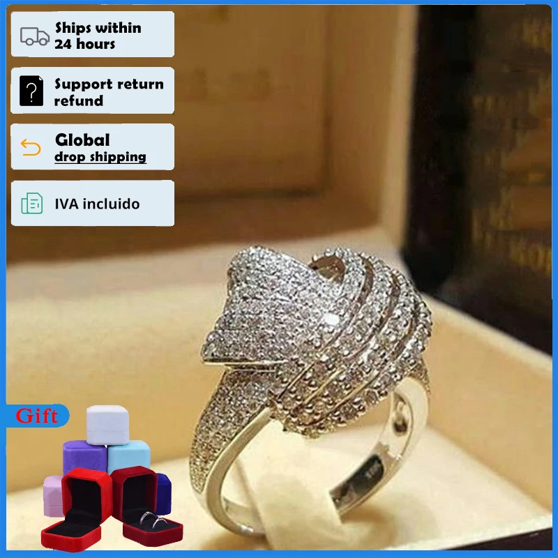 HOYON18KWhiteGoldColorDiamondStyleRingSetForWomenFineLuxury