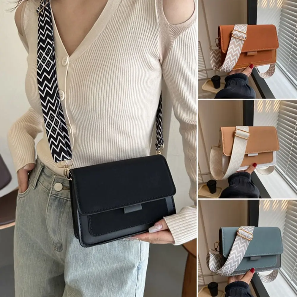 

Wide Shoulder Strap Shoulder Bag Versatile Small PU Leather Crossbody Bag Handbag Women
