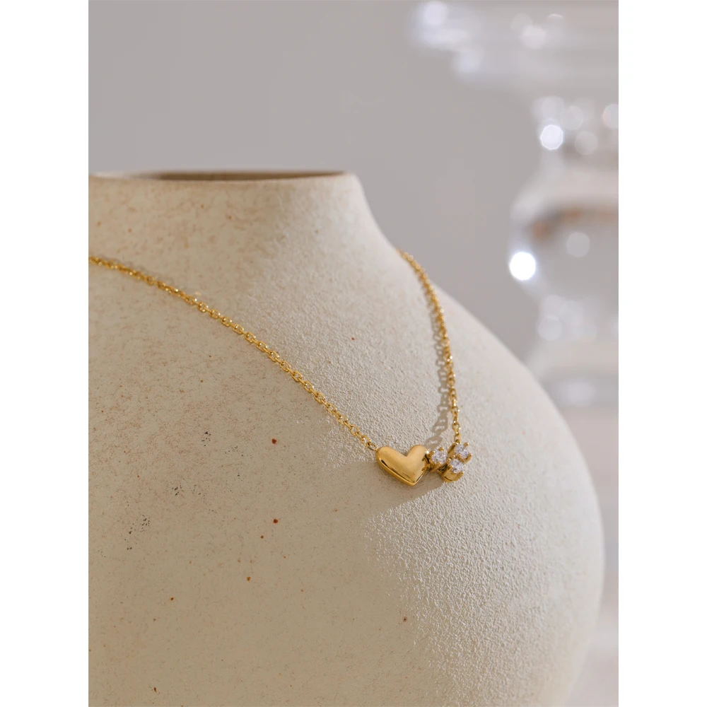 Yhpup Necklace Stainless Steel Zirconia Color, Delicate