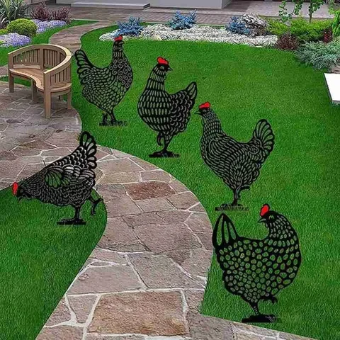 

Hen Garden Decoration Organizer Outdoor Garden Backyard Lawn Stakes Easter Acrylic Hen Decor Chicken Yard Art Mother's Day Gift