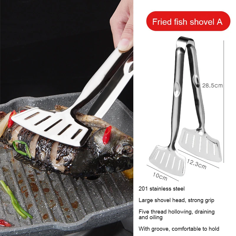 Stainless Steel Handle Kitchen Tongs Bread Meat Salad Clamp Clip Frying Spatula Home Cooking Utensils Kitchen 1PCS food tongs