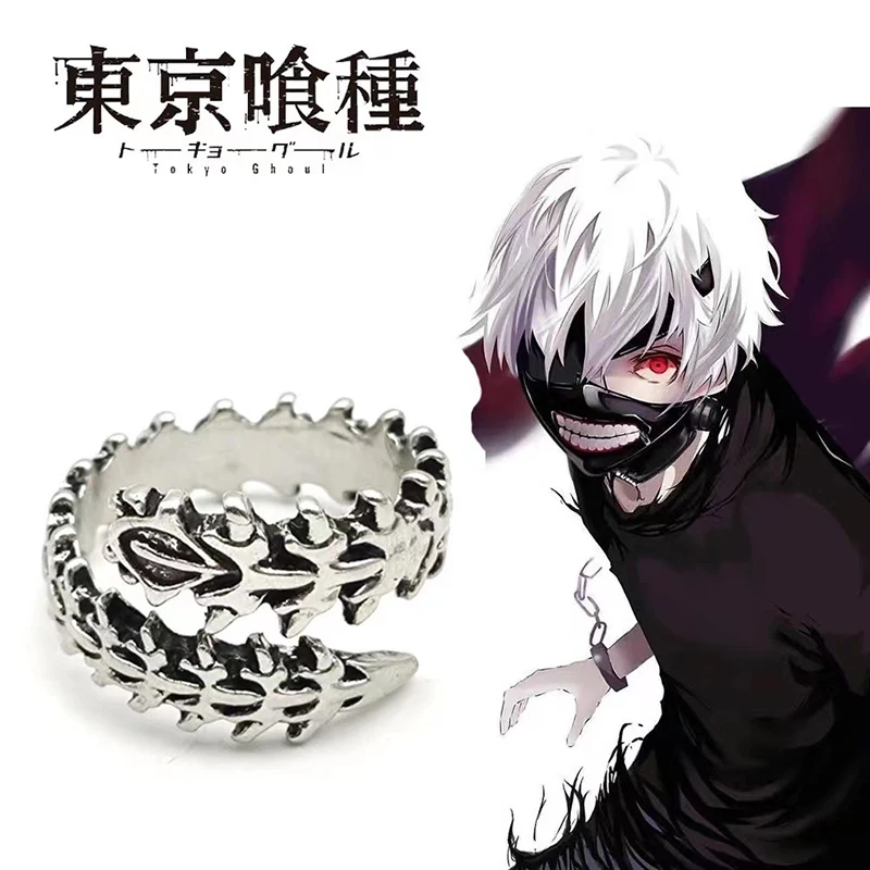 Anime Punk Centipede Ring For Teen Metal Gothic Vintage Winding Couple Opening Ring For Man Party Gift Tokyo Ghoul anime ring