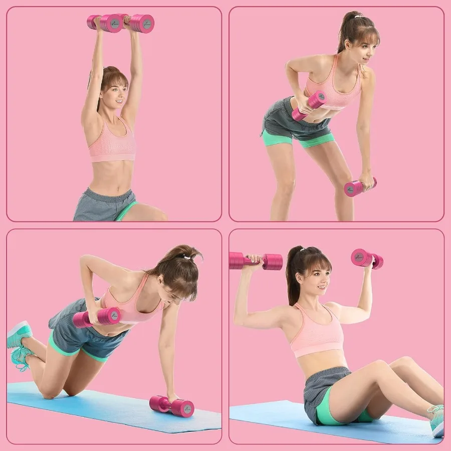 Adjustable Dumbbells Hand Weights Set: 5 lb Dumbbell Set of 2 Each 2lb 3lb 4lb 5lb Free Weights Fast Adjust Weight 4 In 1 Weight