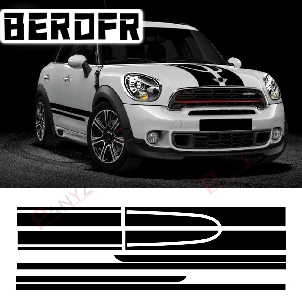 

Car Hood Engine Cover Vinyl Trunk Rear Body Kit Decal Side Stripe Skirt Sticker For MINI Cooper Countryman R60 JCW Accessories