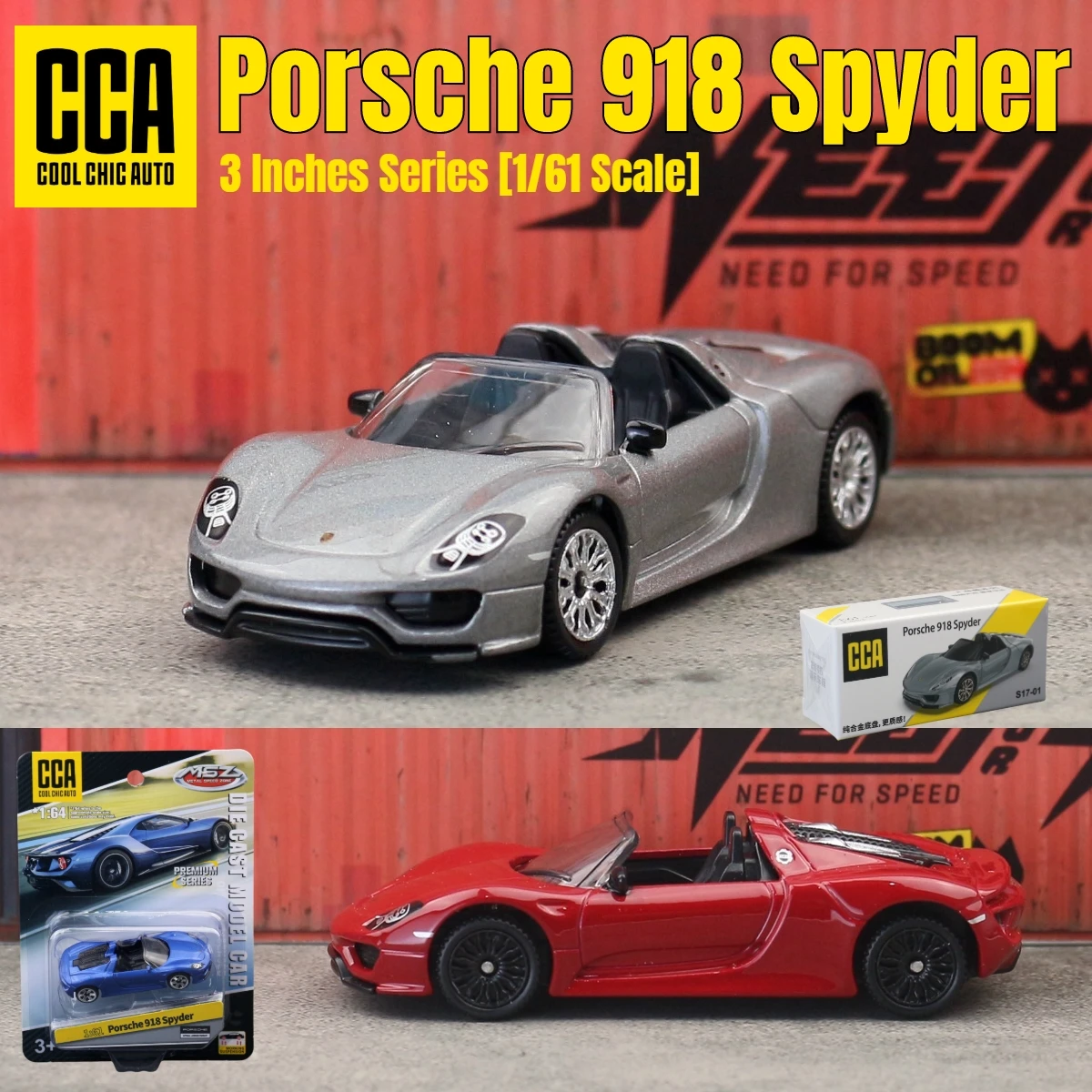 1/61 Porsche 918 Spyder Toy Car Model CCA MSZ 1:64 Diecast