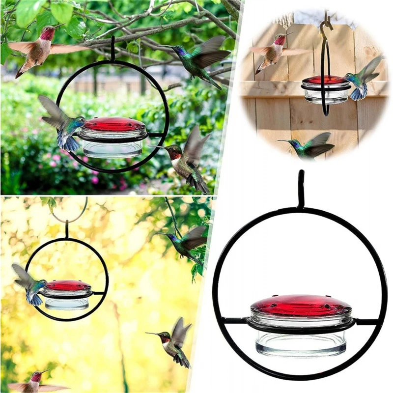 Hanging Hummingbird Feeder Outdoor With Red Glass Bowl Attract Birds For Outside Garden Backyard Patio Deck bird feeder parrot feeder