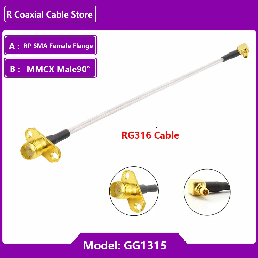 Pigtail FPV Antena, Cabo RG316, MMCX Male90