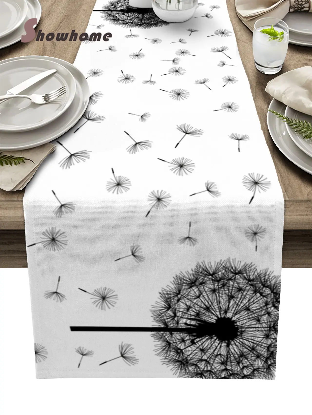 

Dandelion Flower Plant Table Runner Wedding Party Decor Modern Coffee Dining Luxury Table Decoration Tablecloth