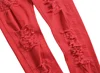 2025 New Men's Casual Jeans Trendy Red Hip Hop Holes Slim Denim Pants Ripped Trousers Versatile Stretch Distressed Pants Male 4